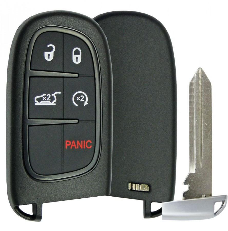 LLAVE PRECENCIA JEEP CHEROKEE 2014-2023 / 68159657AF / GQ454T, 2AOKM-CYV13 / 434Mhz / 5 BOTONES ENCENDIDO SUSPENSIÓN / PCF7953 46 chip / SIN LOGO
