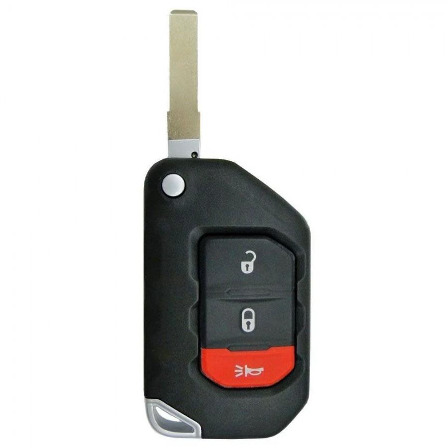 LLAVE CONTROL 2018-2021 Jeep Wrangler Gladiator / 3 BOTONES / 433mhz/SIP22 Chrysler / Fiat keyway / OHT1130261, 68416782AA / SIN LOGO