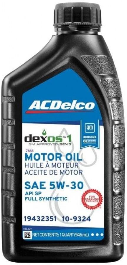 Aceite para Motor Acdelco SAE 5W-30 dexos 1 100% Sintetico Net 946mL 19432351 / 10-9324