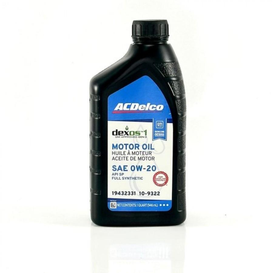 Aceite para Motor Acdelco SAE 0W-20 dexos 1 100% Sintetico Net 946mL 19432331 / 10-9322