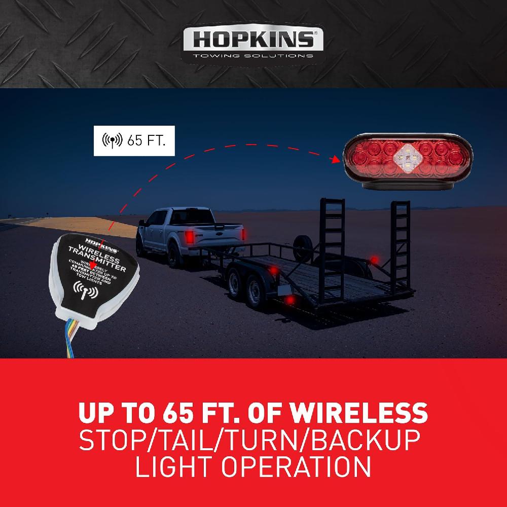 Luz de remolque LED inalámbrica Hopkins C6305 Mag con luz de reversa, operación inalámbrica hasta 65 pies, kit de 2 luces LED inalámbricas