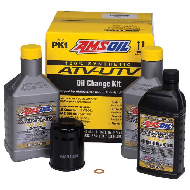 AMSOIL PK1 Polaris ATV/UTV 5W-50 oil change kit: 2 quarts, 1 pint and oil filter