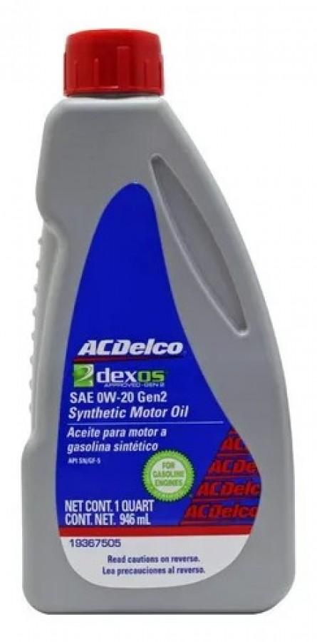 ACEITE ACDELCO SINTETICO SAE 0W-20 19434096 NET 946mL