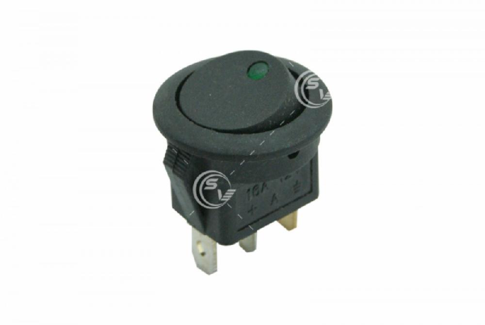 SWITCH TECLA REDONDO NEGRO LUZ LED VERDE ( 23 ) ON-OF