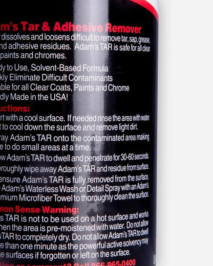 ADAMS POLISHES  TAR & ADHESIVE REMOVER NET 9oz/ 255g