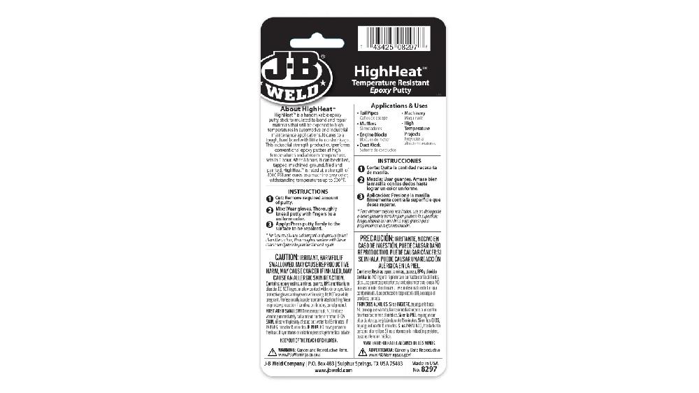 JB Weld  Barra De Masilla Alta Temperaturas Rojo Net  57 g