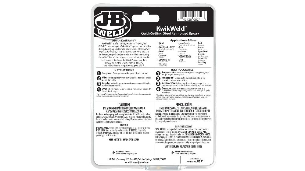 JB Weld  Adhesivo Epóxico Secado Rapido Profesional Net  2 Tubos 141.8 g