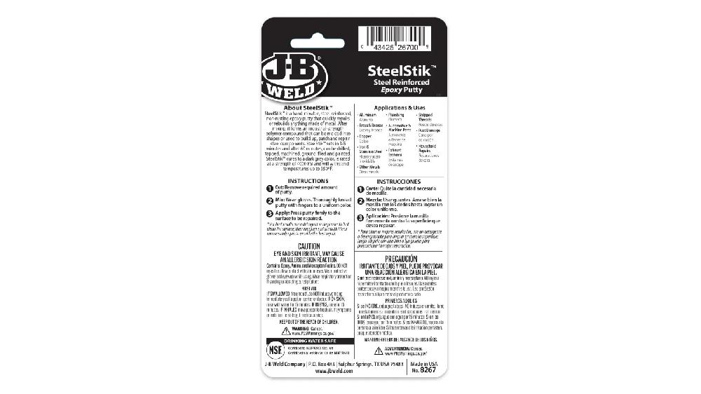 JB Weld  Barra De Masilla De Acero Gris Net  57 g