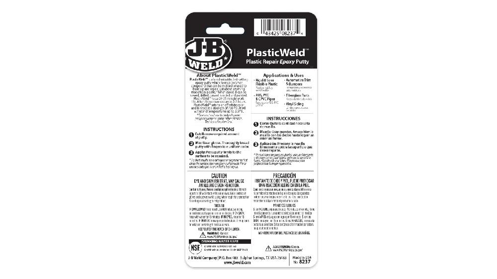 JB Weld  Masilla Epoxi Reparación De Plásticos Net  57 g
