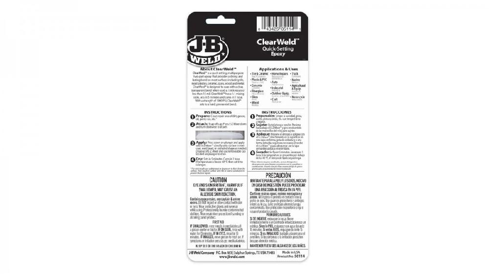 JB Weld  Jeringa Con Tubo Mixer Fija 5Min Net  25 mL