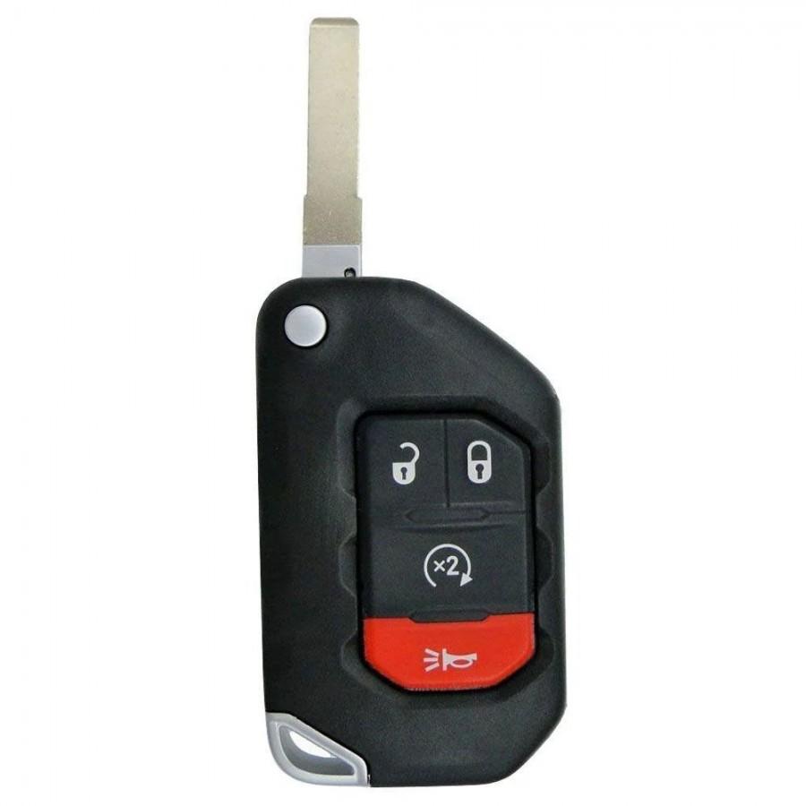 LLAVE CONTROL   2018 -2021 Jeep Wrangler Gladiator / 4 BOTONES / 433mhz/OHT1130261, 68416784AB , 68416784AA , 68416784 / SIN LOGO