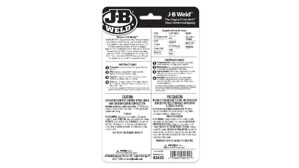 JB Weld  Adhesivo Epóxico Mas Fuerte Fija 2H Net  2 Tubos 28.4 g