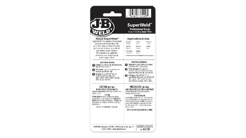 JB Weld  Pegamento Instantáneo Profesional Net  20 g