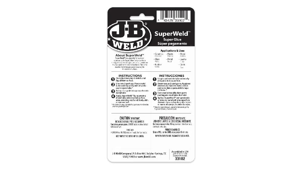 JB Weld  Pegamento Instantáneo 2 Pack Net  2 Tubos 2 g