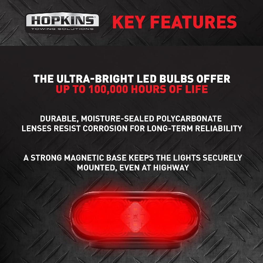 Luz de remolque LED inalámbrica Hopkins C6305 Mag con luz de reversa, operación inalámbrica hasta 65 pies, kit de 2 luces LED inalámbricas