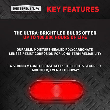 Luz de remolque LED inalámbrica Hopkins C6305 Mag con luz de reversa, operación inalámbrica hasta 65 pies, kit de 2 luces LED inalámbricas